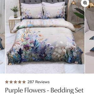 Queen bed set, floral Holsper